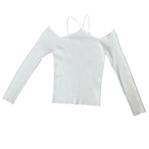 bohme Ribbed Knit Criss Cross Sweater Cream Read Description